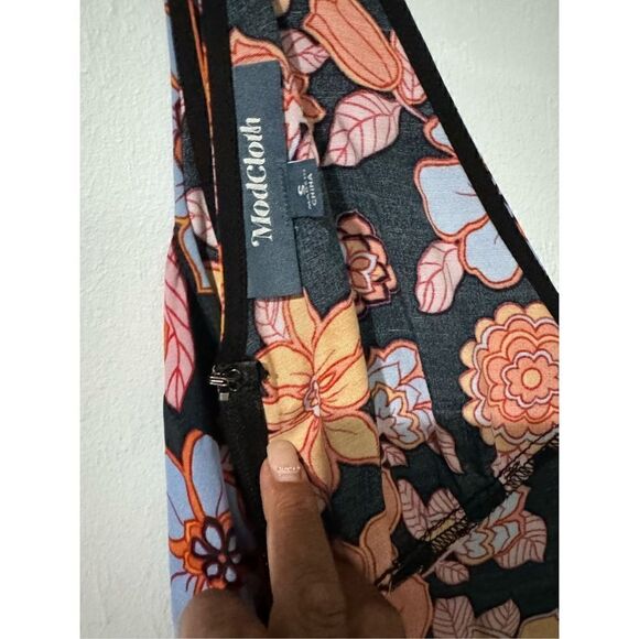 ModCloth floral retro boho festival v-neck jumpsuit S - Picture 4 of 8